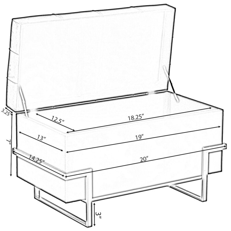 Velvet Storage Ottoman Stool with Abstract Legs - Image 5