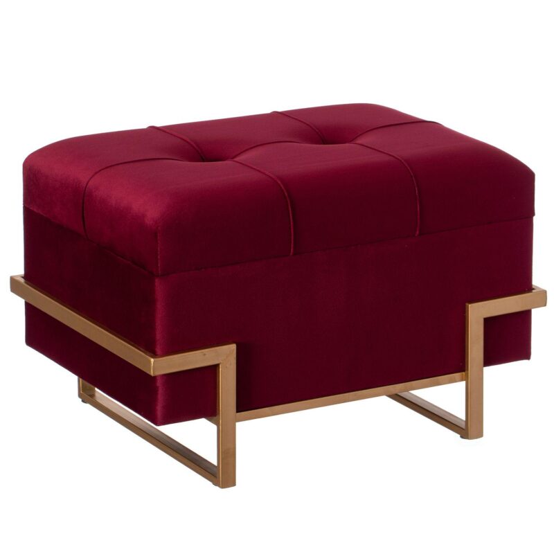 Velvet Storage Ottoman Stool with Abstract Legs - Image 6