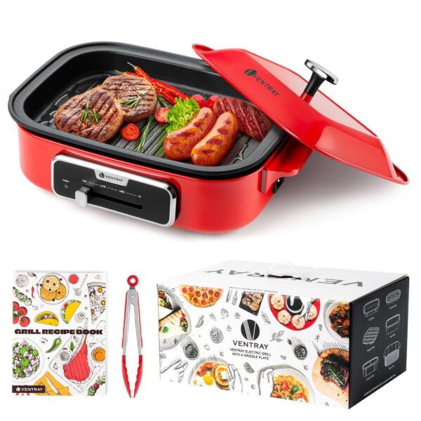 Ventray 1200W Nonstick Indoor Electric Grill, Adjustable Temperature