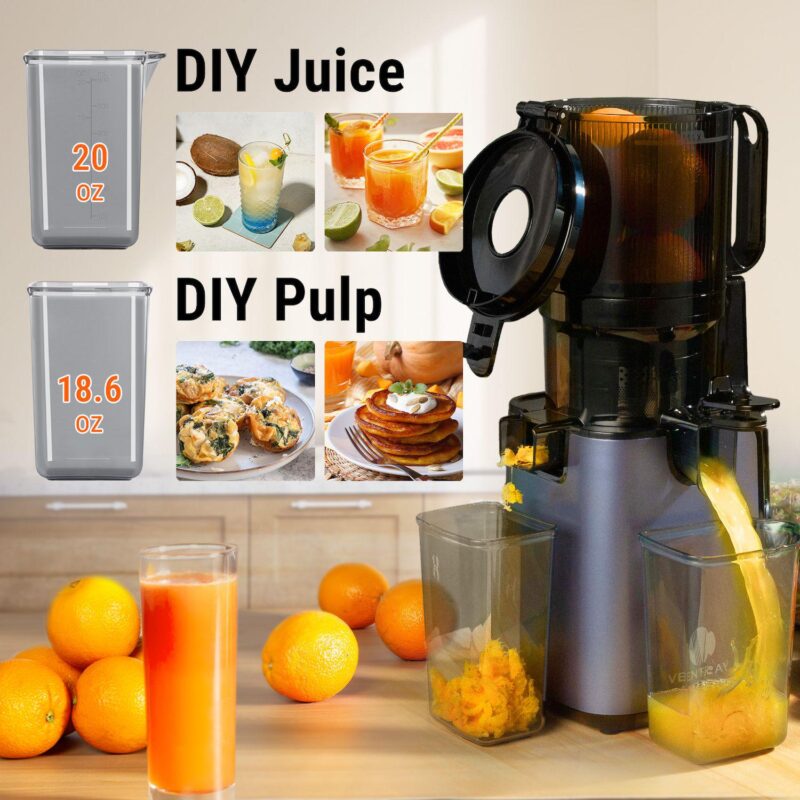 Ventray 5.1 Inch Large Feed Chute Cold Press Juicer, 250W Power Masticating Juicer - Image 5