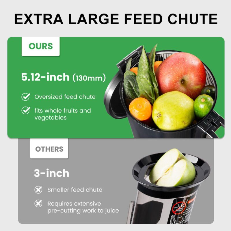 Ventray Slow Press Masticating Juicer With 5.1  Wide Feed Chute 900 - Image 2