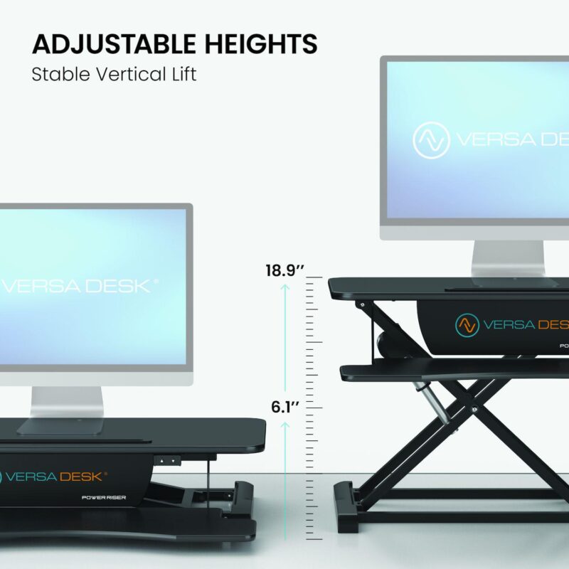 VersaDesk Power Riser 32 W Electric Adjustable Standing Desk Converter, Black - Image 2