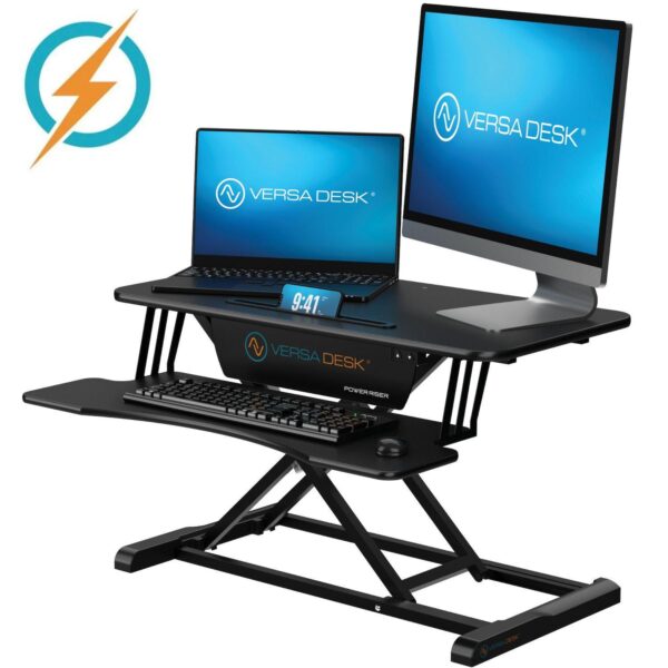 VersaDesk Power Riser 32 W Electric Adjustable Standing Desk Converter, Black