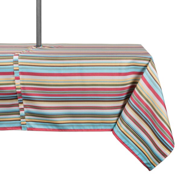 Vibrantly Colored Summer Striped Pattern Outdoor Rectangular Tablecloth with Zipper 60 x 84