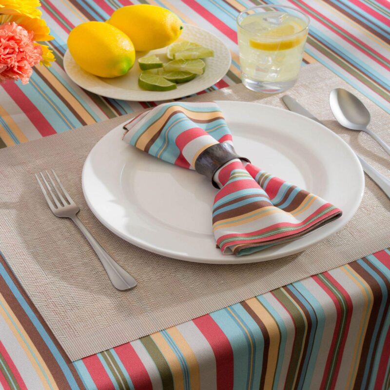 Vibrantly Colored Summer Striped Pattern Outdoor Rectangular Tablecloth 60 x 120 - Image 3