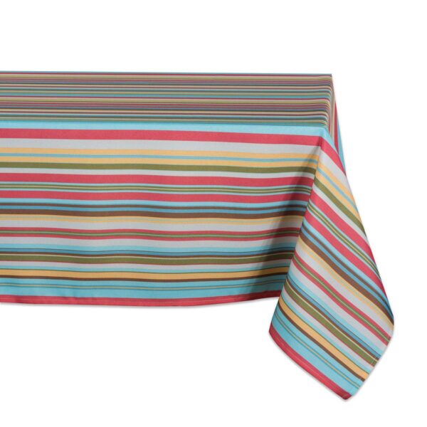 Vibrantly Colored Summer Striped Pattern Outdoor Rectangular Tablecloth 60 x 120