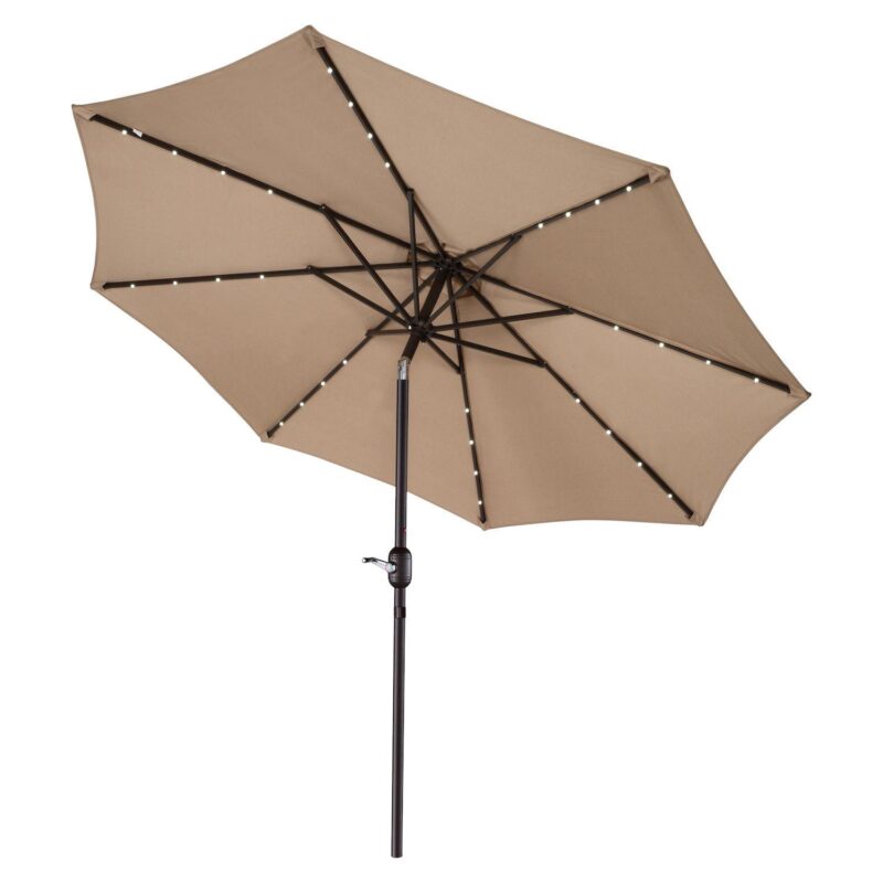 Villacera 9-ft Auto Tilt Outdoor Patio Umbrella with 32-LED Solar Lights - Image 10