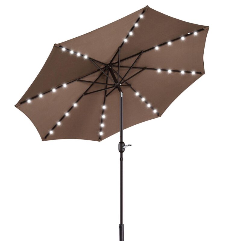 Villacera 9-ft Auto Tilt Outdoor Patio Umbrella with 32-LED Solar Lights - Image 18