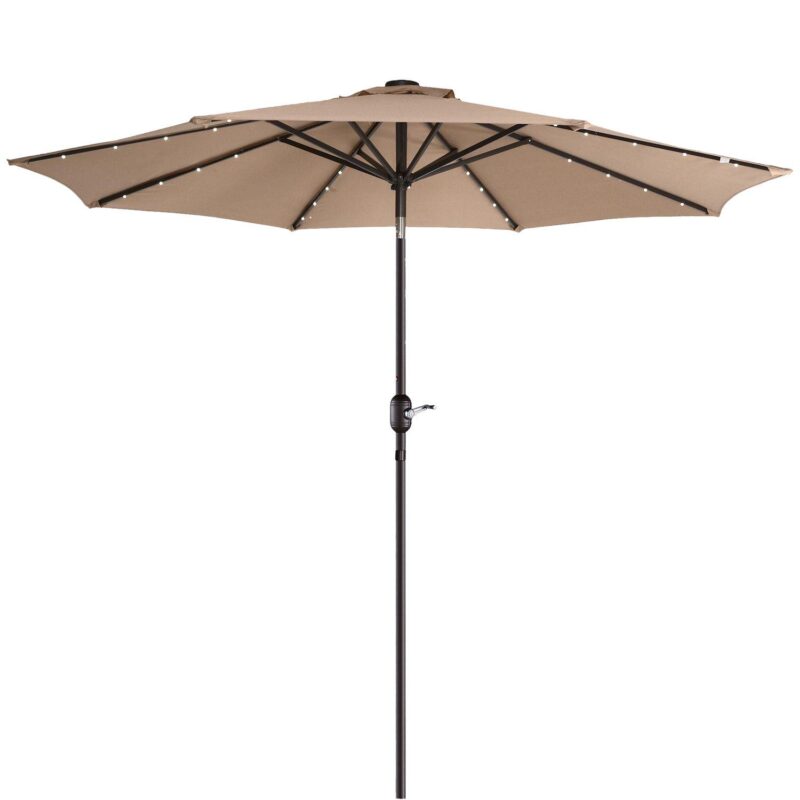 Villacera 9-ft Auto Tilt Outdoor Patio Umbrella with 32-LED Solar Lights - Image 11