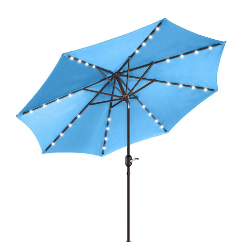 Villacera 9-ft Auto Tilt Outdoor Patio Umbrella with 32-LED Solar Lights - Image 20