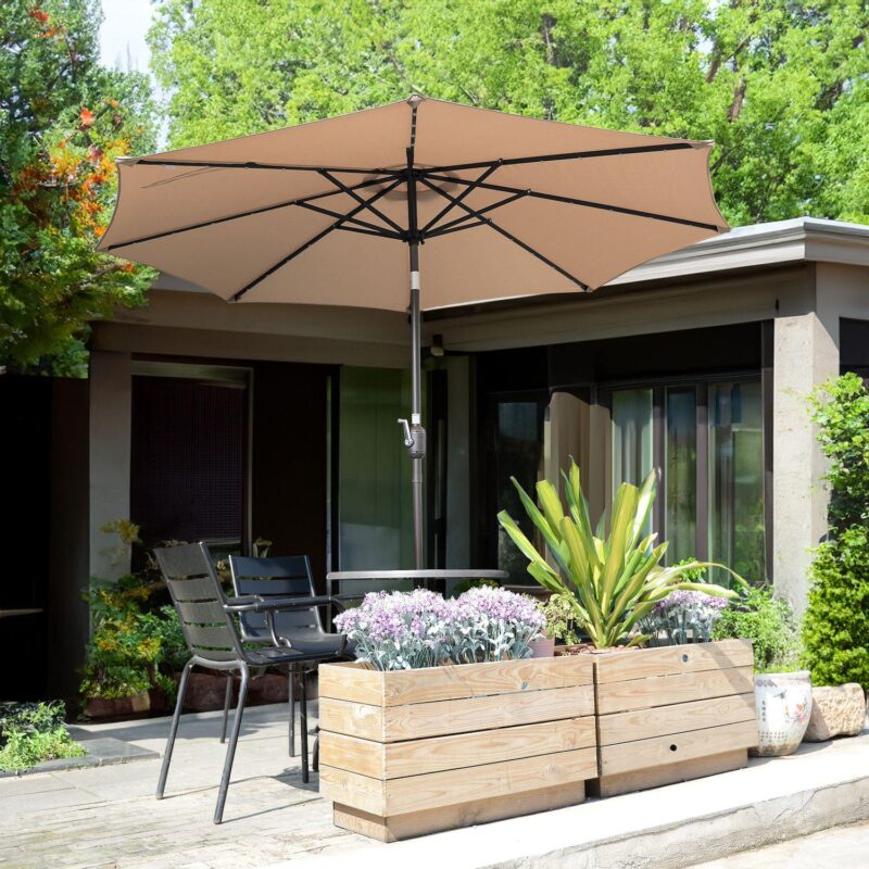 Villacera 9-ft Auto Tilt Outdoor Patio Umbrella with 32-LED Solar Lights - Image 2