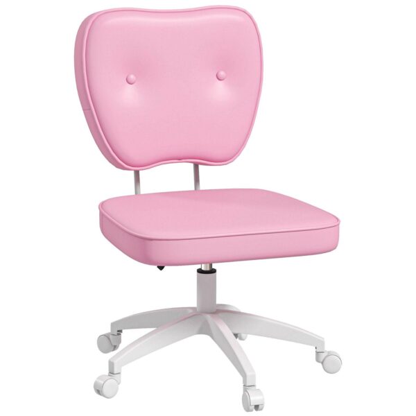 Vinsetto Pu Leather Office Chair For Home Vanity, Armless, Pink