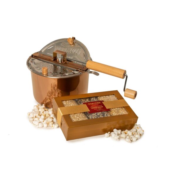 Wabash Valley Farms Luxury Snacking Popcorn Gift Set with Copper Plated Stainless-Steel Popper