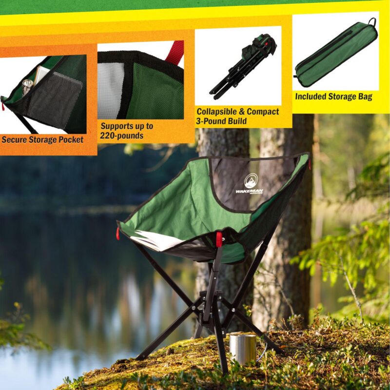 Wakeman Outdoors Lightweight Foldable and Portable Camping Chair - Image 7
