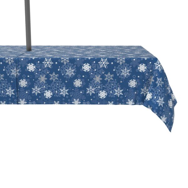 Water Repellent, Outdoor, 100% Polyester, 60x120 , Winter Blue Snowflakes