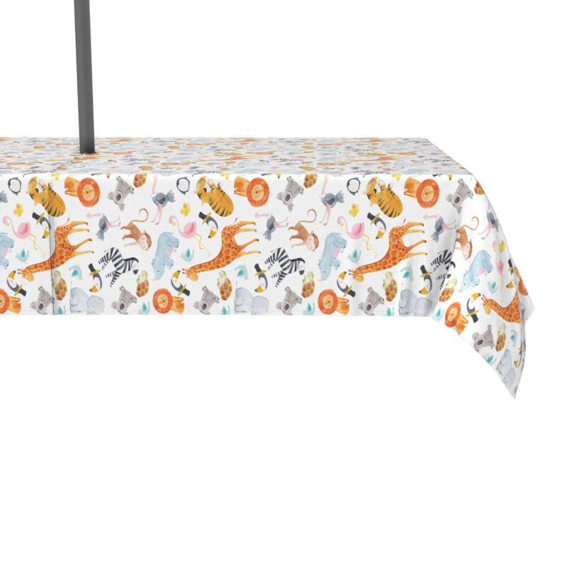 Water Repellent, Outdoor, 100% Polyester, 60x104 , Safari Animals Watercolor