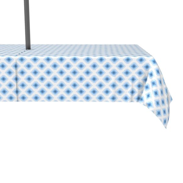 Water Repellent, Outdoor, 100% Polyester, 60x104 , Light Blue Ikat Design