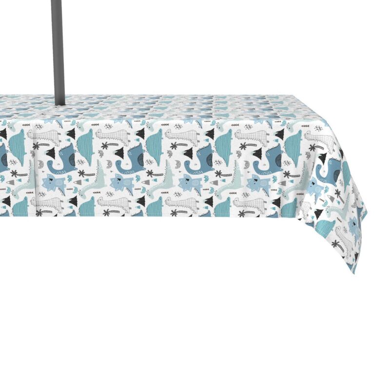 Water Repellent, Outdoor, 100% Polyester, 60x84 , Hand Drawn Dinosaurs