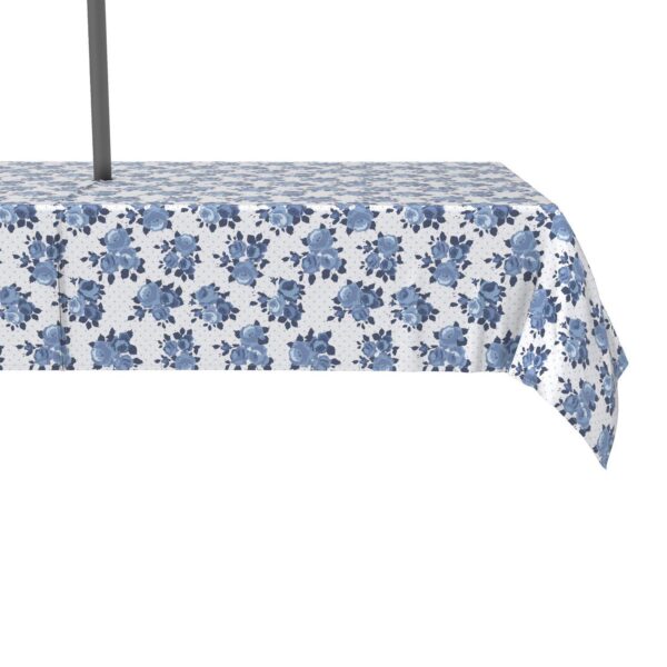 Water Repellent, Outdoor, 100% Polyester, 60x120 , Blue Floral and Dots