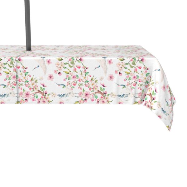 Water Repellent, Outdoor, 100% Polyester, 60x84 , Cranes and Pink Flowers