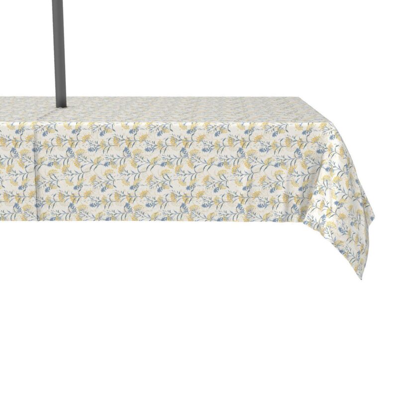 Water Repellent, Outdoor, 100% Polyester, 60x104 , Yellow Berries with Flowers
