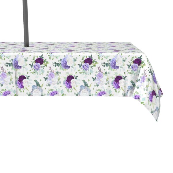 Water Repellent, Outdoor, 100% Polyester, 60x120 , Purple and White Hydrangeas