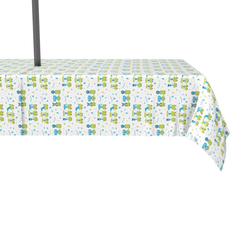Water Repellent, Outdoor, 100% Polyester, 60x120 , Cartoon Animals and Trains