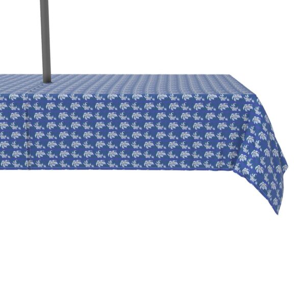 Water Repellent, Outdoor, 100% Polyester, 60x104 , Blue Shaded Peony Flowers