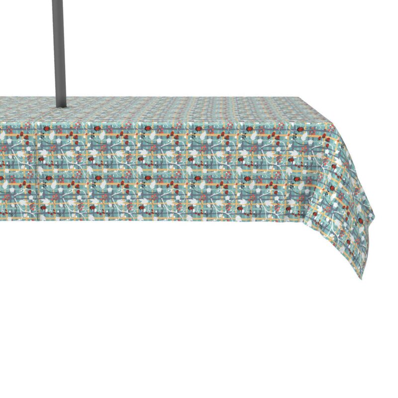 Water Repellent, Outdoor, 100% Polyester, 60x84 , Green Beautiful Berry Weave
