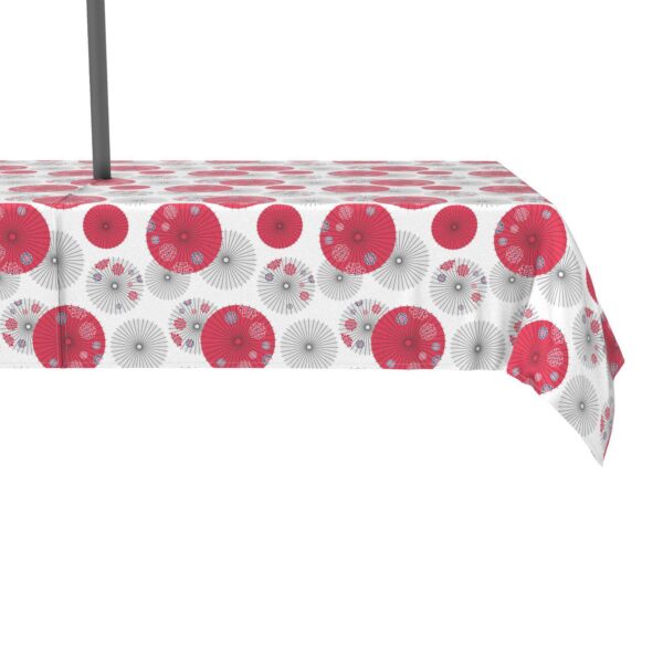 Water Repellent, Outdoor, 100% Polyester, 60x120 , Red Japanese Umbrella Design