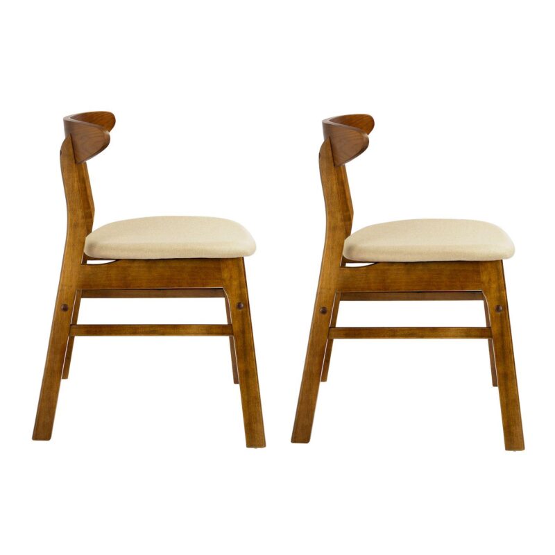 Westintrends Mid-century Modern Solid Wood Upholstered Dining Side Chair (set Of 2) - Image 3