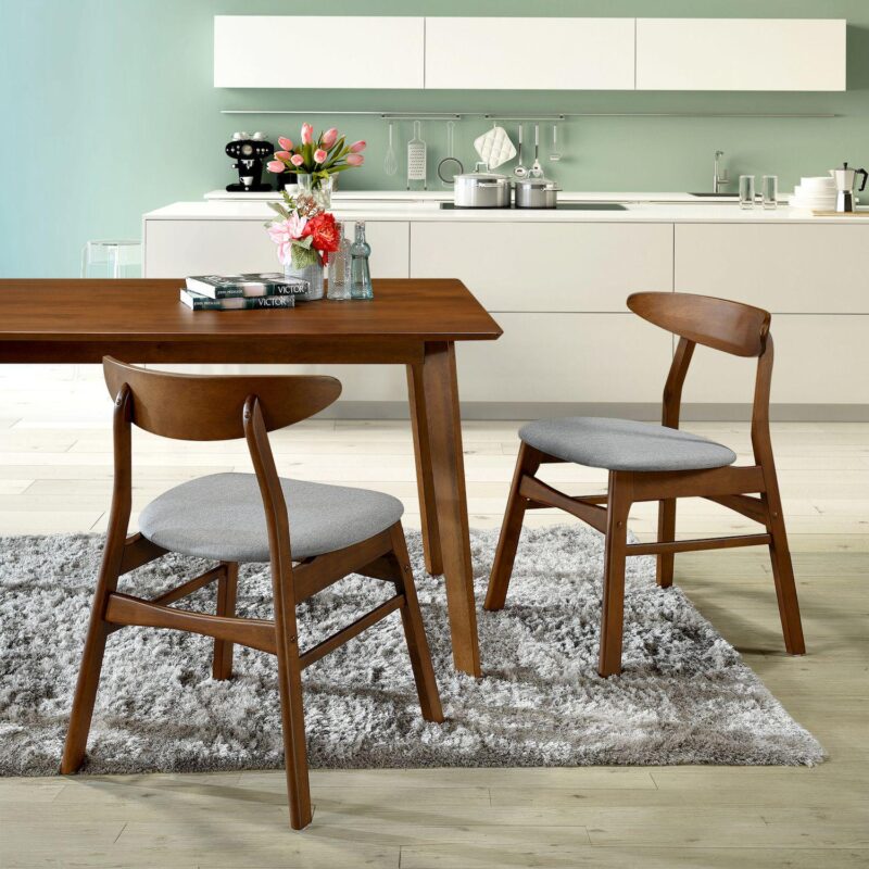Westintrends Mid-century Modern Solid Wood Upholstered Dining Side Chair (set Of 2) - Image 2