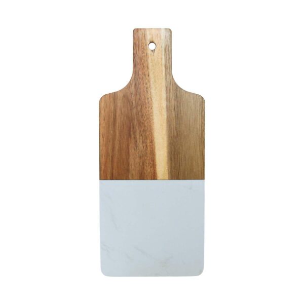 White Marble And Acacia Wood Handled Board