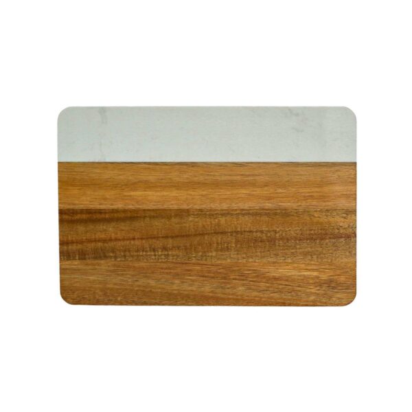 White Marble And Acacia Wood Rectangle Board