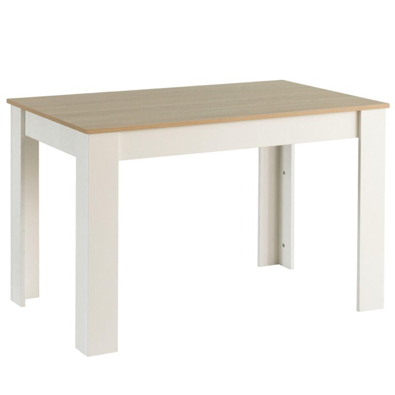 White Modern Wooden Dining Table With Two Benches, Three Piece Set, Writing Desk - Image 4