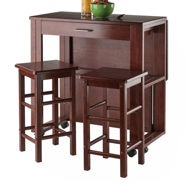Winsome Fremont Space Saver Bar Table and Counter Stool 3-piece Set - Image 3