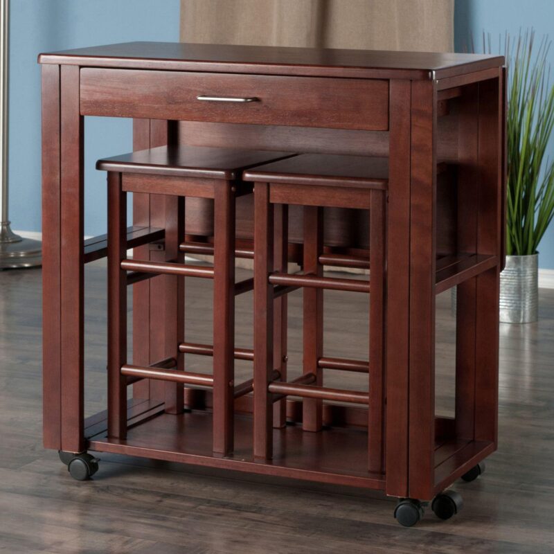 Winsome Fremont Space Saver Bar Table and Counter Stool 3-piece Set - Image 2