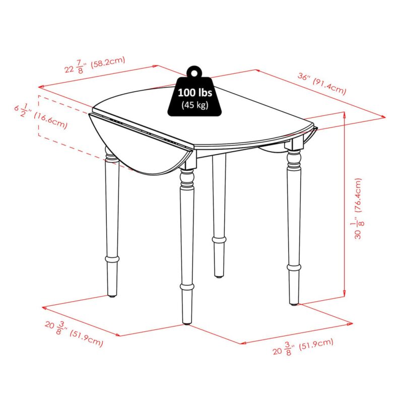 Winsome Wood Sorella Round Double Drop Leaf Dining Table - Image 11