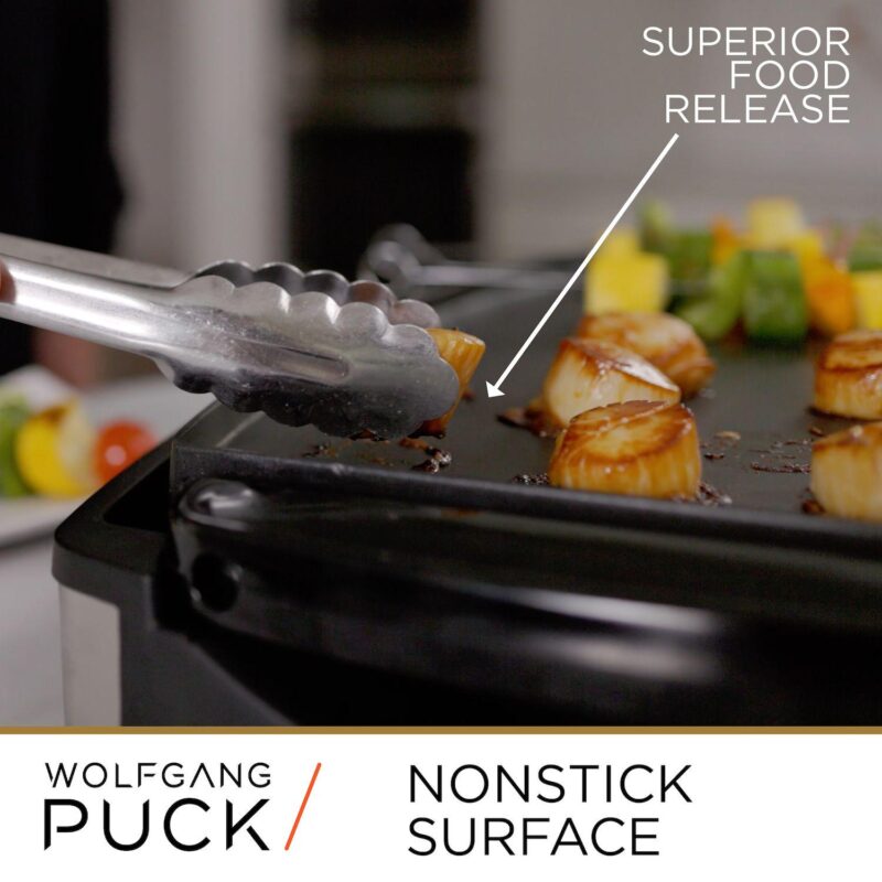 Wolfgang Puck XL Reversible Grill Griddle, Oversized Removable Cooking Plate, Nonstick Coating, Dishwasher Safe, Heats Up to 400F, Stay Cool Handles - Image 3