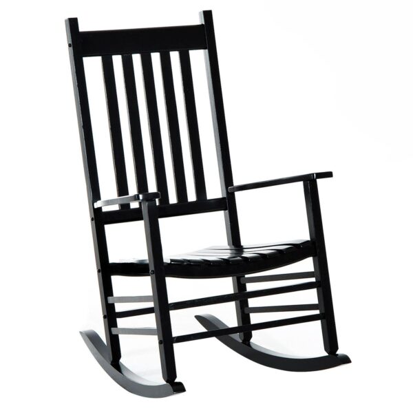 Wood Rocking Chair, Indoor / Outdoor Wooden Porch Rocker, Rustic Black