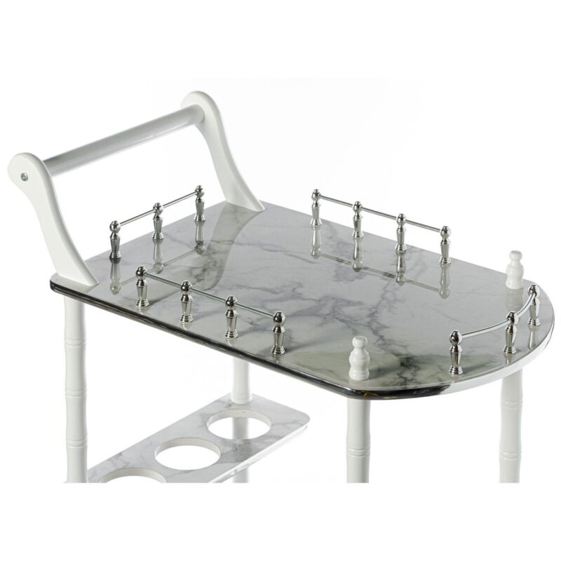 Wood Serving Bar Cart Tea Trolley with 2 Tier Shelves and Rolling Wheels - Image 4