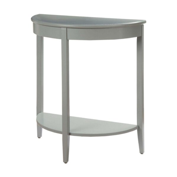 Wooden Half Moon Shaped Console Table with One Open Bottom Shelf, Gray