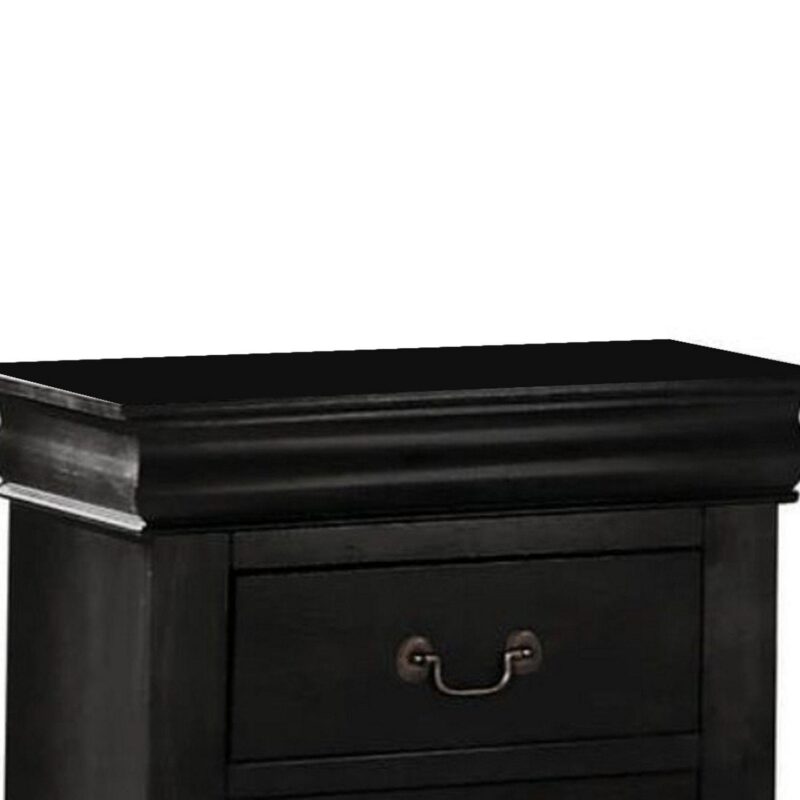 Wooden Nightstand With Two Drawers, Black - Image 2