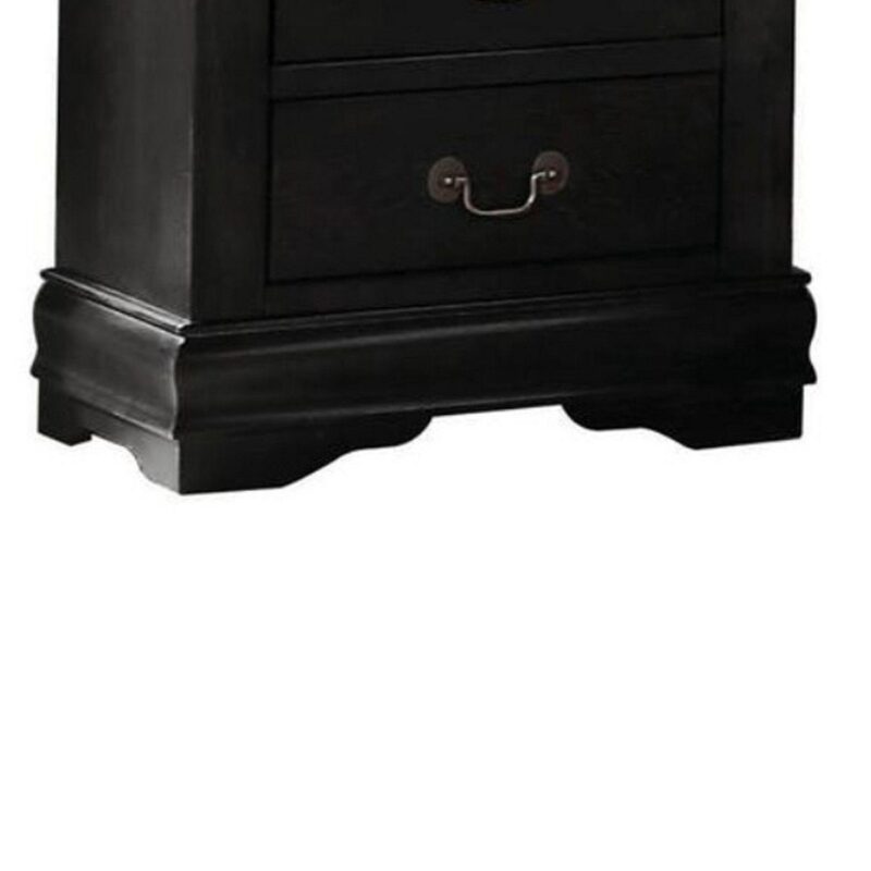Wooden Nightstand With Two Drawers, Black - Image 3