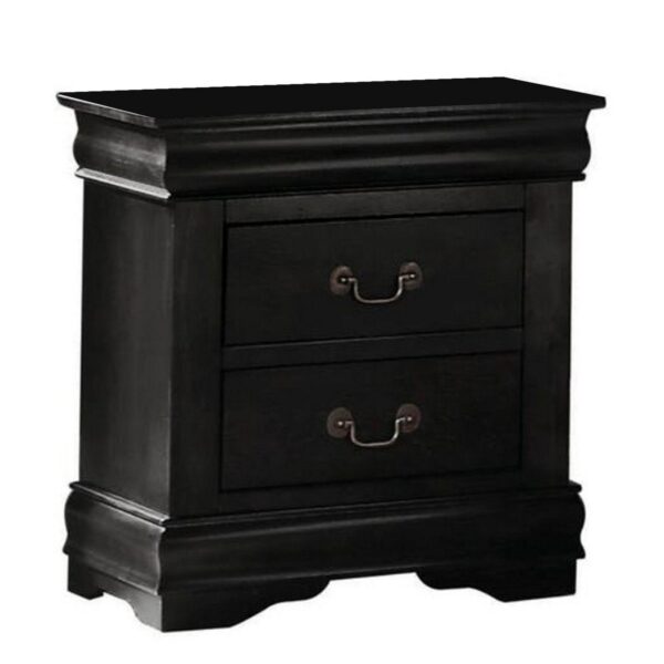 Wooden Nightstand With Two Drawers, Black