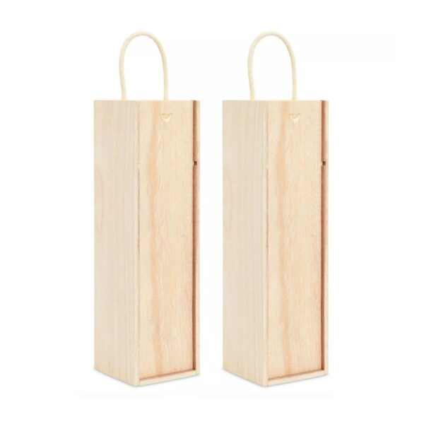 Wooden Wine Box With Handle Gift Storage 2 Pcs