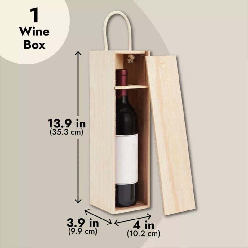 Wooden Wine Box With Handle Gift Storage 2 Pcs - Image 3