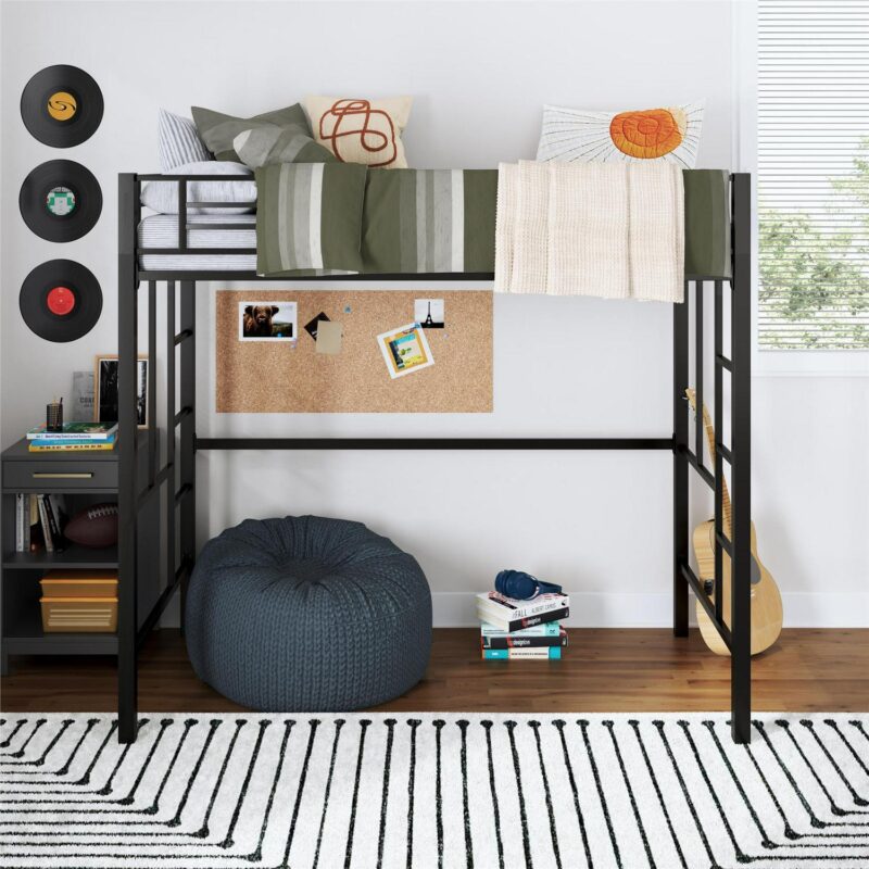 Your Zone Brittain Twin Metal Loft Bed, Black - Image 2