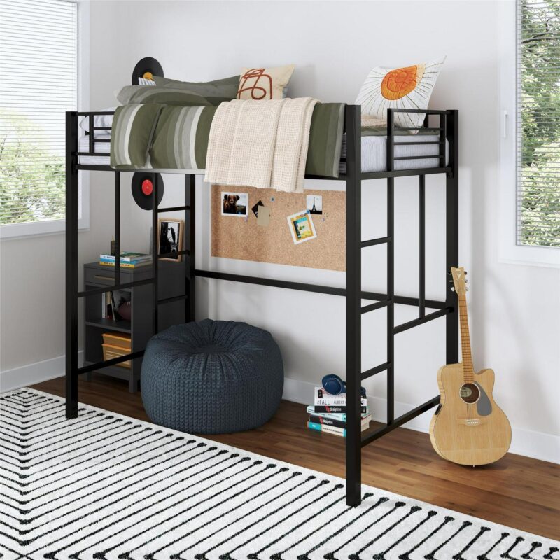Your Zone Brittain Twin Metal Loft Bed, Black - Image 3