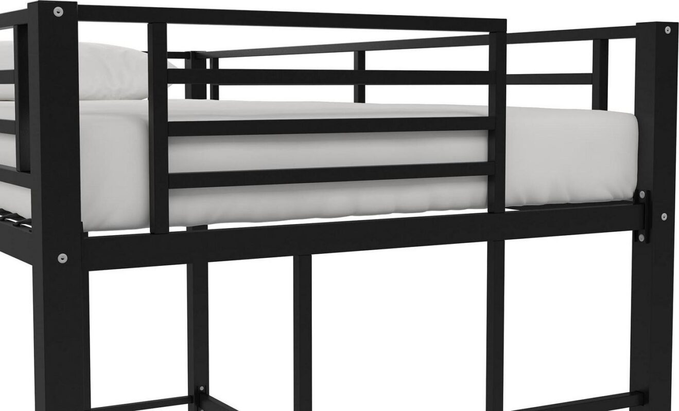 Your Zone Brittain Twin Metal Loft Bed, Black - Image 17